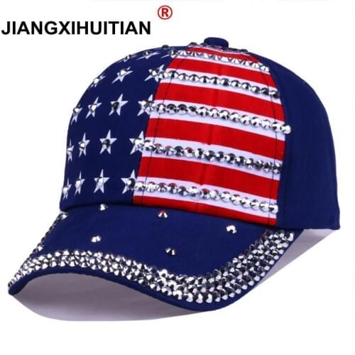 Girls Baseball caps 2018 fashion high quality hat For men women The adjustable cotton cap rhinestone star Denim cap hat