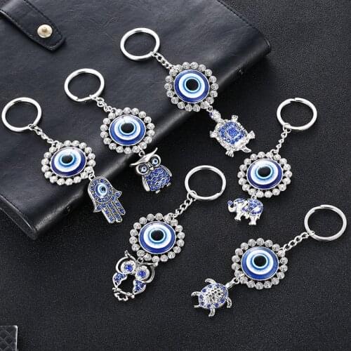 Retro Devils Eye Owl Elephant Turtle Palm KeychainZinc Alloy For Men And Women Key Ring