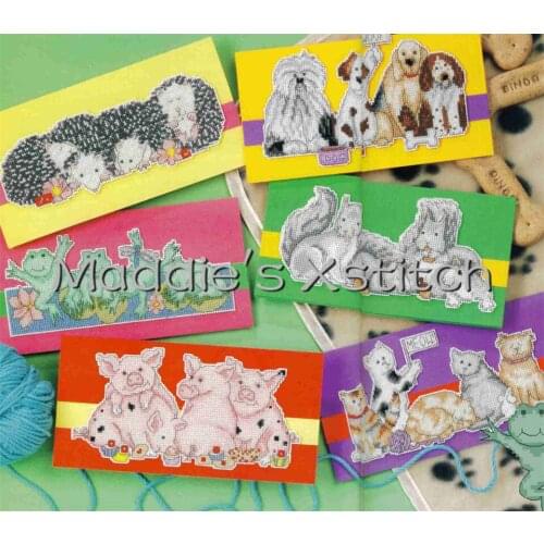 CD79 18ct Cross Stitch Kit Card Package Greeting Card Needlework Counted Cross-Stitching Kits Christmas Gift ANINAL CHUMS