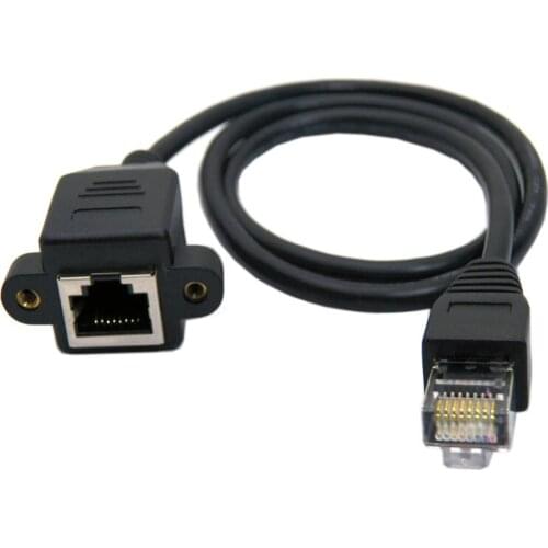 Chenyang 30cm 8P8C FTP STP UTP Cat 5e Male to Female Lan Ethernet Network Extension Cable with Panel Mount Holes