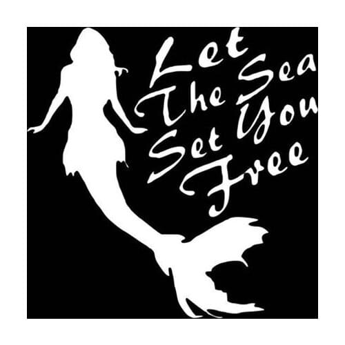 Black/Sliver Let The Sea Set You Free Decals Art Car Body Decor Car Rear Glass Stickers Vinyl Wall Decor Wallpapers S1160