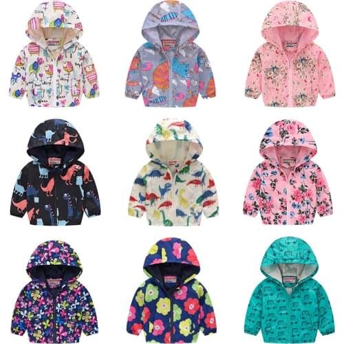 Spring Autumn Windbreaker For Kids Girls Kids Flower Cartoon Coat Sport Jacket For Girls Clothes Casual Boys Girl Jackets Coats