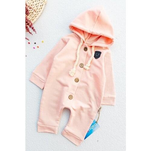 Hooded Buttoned-Baby Rompers