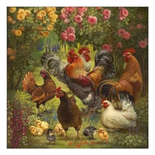 DIY Animal pet 14CT Uncamped Cross Stitch Handmade Art Home For Embroidery Kits Group of Chickens Counted Embroidered Craft