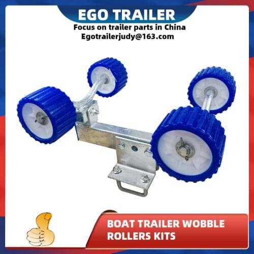 EgoTrailer BOAT TRAILER WOBBLE ROLLERS. kits 4" BLUE RIBBED 18mm Bore. Soft Wobble Roller