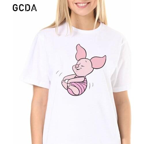 Harajuku Tshirt Winnie the Pooh Girls T-shirt Piglet Art Fashion Summer Women Clothes Dropship