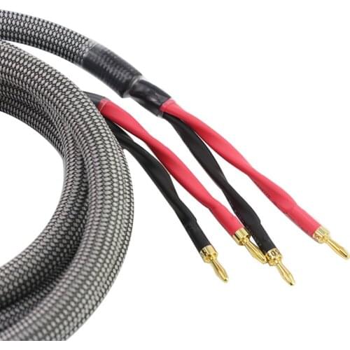 HiFi Audio Professional Speaker Cable M2.4S 11AWG Single Crystal Copper Gold Banana & Spade Plug