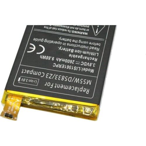 ITopZea 5pcs/lot 2600mAh / 9.88Wh LIS1561ERPC Replacement Li-Polymer Battery For Z 3 Z3c Z3 Mini Compact M55W D5833 D5803 SO-02G
