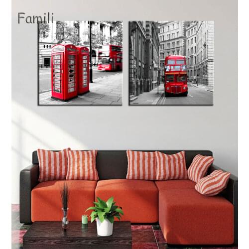 2 Panel Modern London city Canvas art Painting on the Wall Modular Pictures vintage home decor Canvas Painting for Living Room