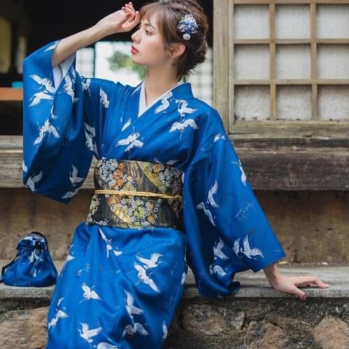 Kimono Yukata Women Japanese Traditional Dress Kimonos Costume Geisha Japanese Cosplay Female Obi Japanese Kimono Yukata FF2202