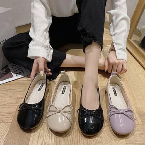 Shallow Mouth Set Feet Elegant Bowknot Solid Color Flat Bottom Ladies Single Shoes Comfortable Summer New Fashion