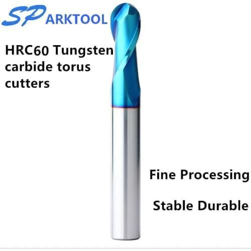HRC60 Ball Nose cutter Carbide end mill Alloy Coating Tungsten Steel Cutting Tool 1 2 4 5 6 8 mm 2Flutes Milling Cutter CNC ma