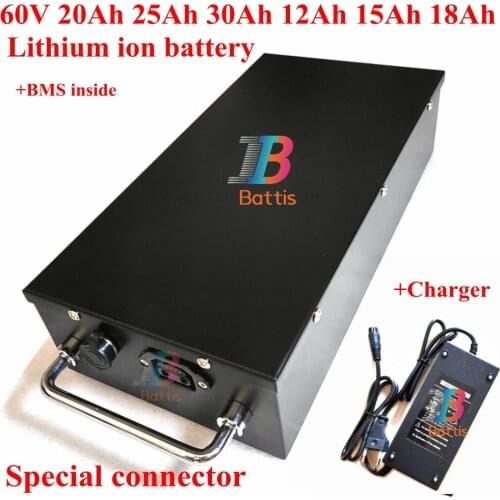 60V 20Ah 25Ah 30Ah 12Ah 15Ah 18Ah Lithium ion battery li ion BMS for X7 X8 X9 scooter bicycle special connector plug + charger