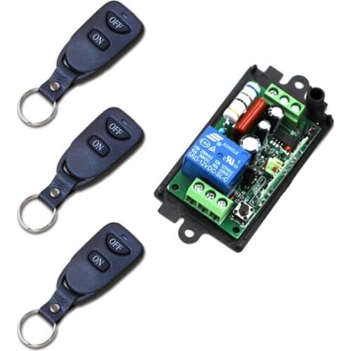 Best Sale AC110V 220V 1CH RF Wireless Remote Control Switch System 3 Key Transmitter and Receiver with Cover