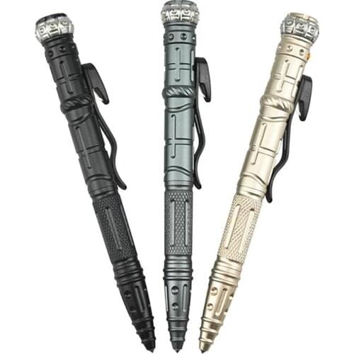 Multi-Function Self Defense Tactical Pen Outdoor Survival Tool With Emergency Led Light Whistle Glass Breaker Writing Pen