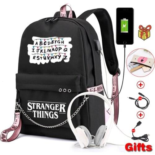 Stranger Things Backpack Multifunction USB Charging Travel Student Canvas Backpack for Teenagers Boy Girls School Bags Women bag