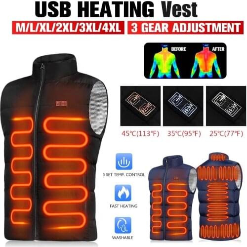 Men smart dual switch 9 Zones Heated Vest Electric Heated Jackets Sportswear Heated Coat USB Heating Padded Jacket
