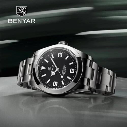 BENYAR Top Brand Mens Mechanical Watch Fashion Stainless Steel Waterproof Luminous Wristwatch Luxury Automatic Wristwatches Men