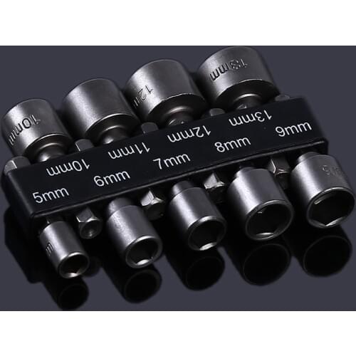 9 PCS/Set 5-13mm Magnetic Nut Driver Set Hex Socket Sleeve Nozzles Wrench Set Powerful High Quality Sleeve Drill Power Tools