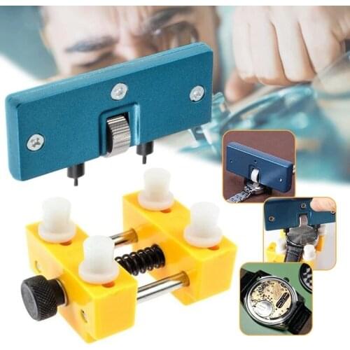 Set of 8 Repair Watch Case Opener Adjustable Back Case Remover Watcher Holder with 5 x Pry+1 x Cloth for Wacth Cover QJY