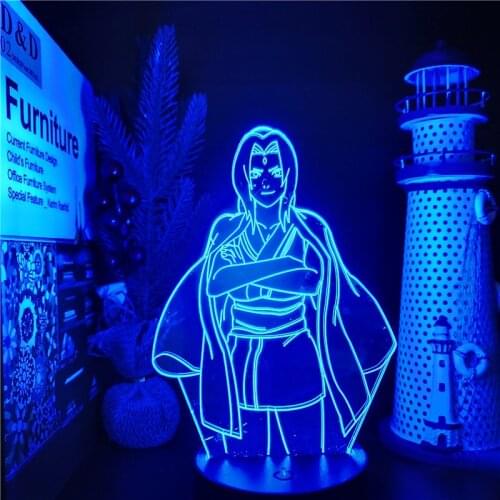 Naruto Tsunade 3D Night Light Anime Figure Bandai LED Lamp Shippuden Naruto Decoration Lampara Kawaii Home Decor Lights For Kids