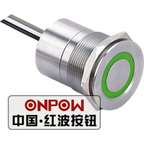 ONPOW 25mm Large ring 5V,12V,24V LED Momentary/ Latching Capacitive switch Stainless steel Touch Switch (TS25E-10(Z))