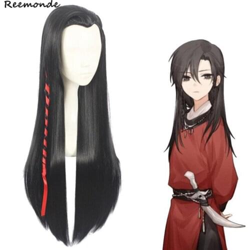 Anime TianGuanCiFu Wig Huacheng Wigs Hair Cosplay Ancient Style Black Long Hair Synthetic Wigs Xielian Hair Wig Party Stage Wig