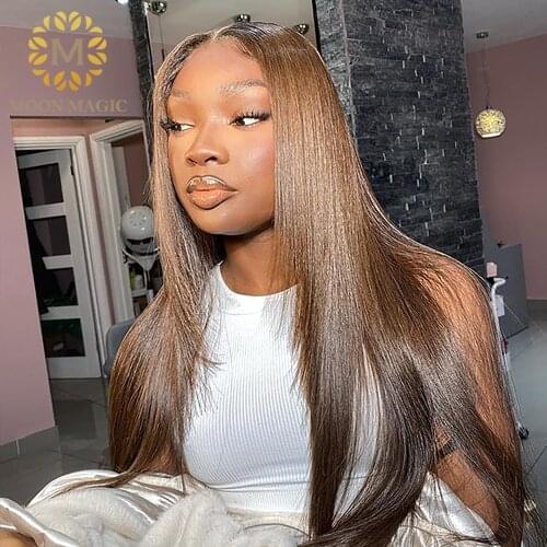 13x4 Lace Frontal Wig Brown Transparent Lace Frontal Wig Human Hair Colored Human Hair Wigs For Black Women Brazilian Wig Remy
