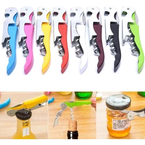 Stainless Steel Cork Screw Corkscrew Multifunction Wine Cap Opener Beer Cap Bottle Opener 8 Colors Kitchen Bar Tools Accessories