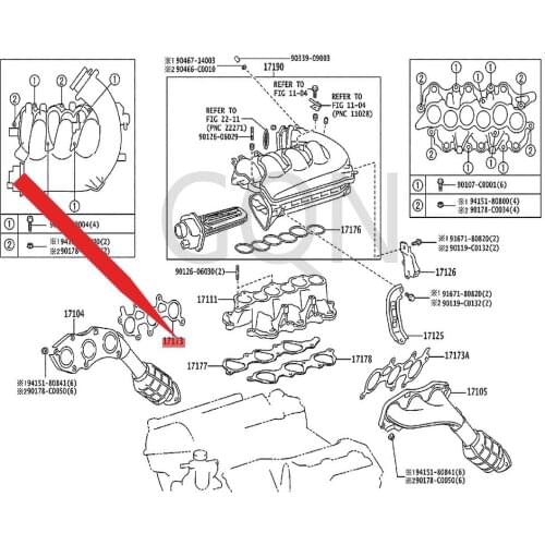 Gasket (exhaust manifold to cylinder head) 2001-Toy ota SOA RER CRO WNA RIS TOM AJE STA LAN DCR UIS ER interface gasket