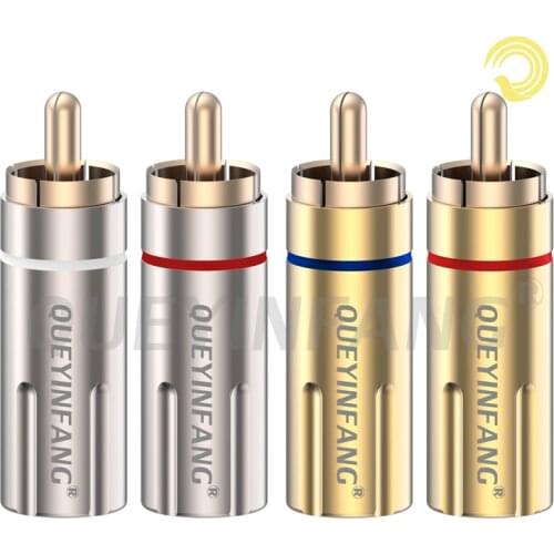 QUEYINFANG High quality gold Plated RCA Connector RCA Male Plug Copper Gold Plating RCA Male Connector