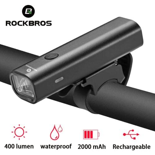 ROCKBROS New Rechargeable Bicycle Light Bike Headlight Waterproof Cycling Riding Flashlight MTB Road Bike Front Lamp 200/400 LM