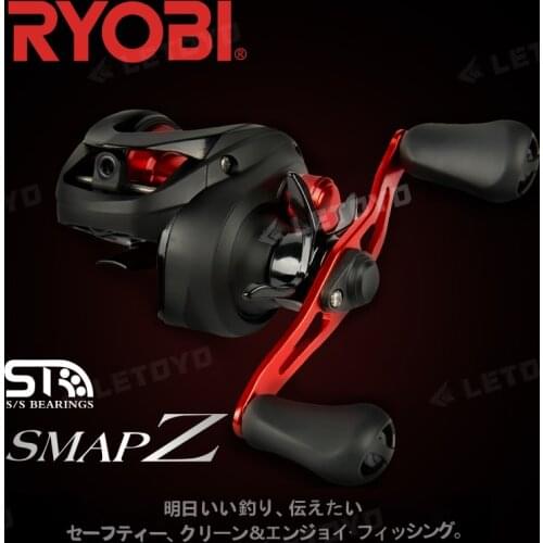 RYOBI SMAPZ Baitcasting Fishing Reel 6+1BB Speed Ratio 6.4:1 Max Drag Power 5kg Right&Left Handle Saltwater Casting Reels Tackle