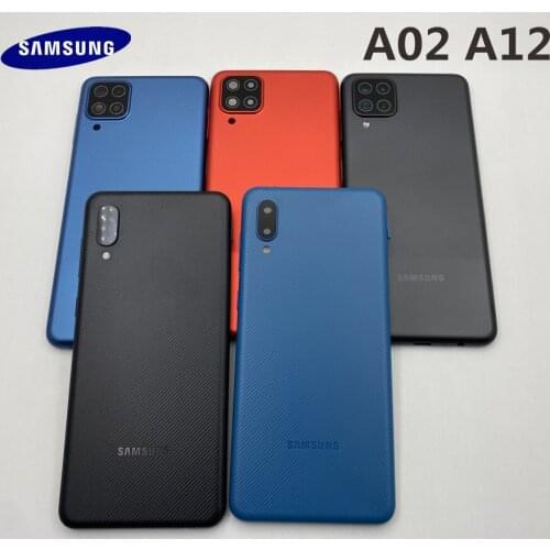 SAMSUNG Galaxy A02 A025 A12 A125 2020 Original Back Battery Cover Rear Door Housing Glass with lens Panel Replacement Part