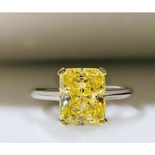 Charms 100% 925 Sterling Silver 8*10MM Radiant Cut Citrine Gemstone Rings For Women Fine Jewelry