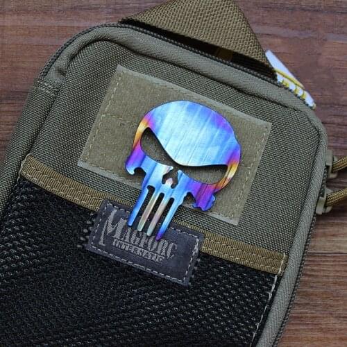 Titanium Alloy Punisher Patch Tactical Military Metal 3D Skull Devil Death Badge Stickers For Clothes Backpack DIY Decoration