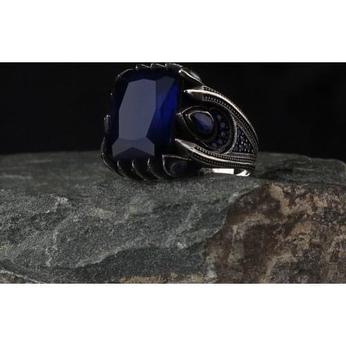 Zircone Traditional Turkish 925 Silver Mens Handmade Signet Rings Jewelry Gift From Turkey for Women Men