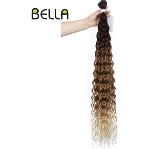 Bella Bundles Curly Hair Synthetic 32 Inch 100G Omber Blonde Nature BIO Super Soft Curly Hair Bundle Hair Extensions Ponytail