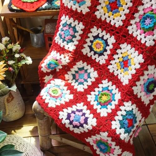 Handmade Crochet Throw Blanket Granny Sweater Style Year Round Gift Indoor Outdoor Travel Accent Throw for Sofa Home decor