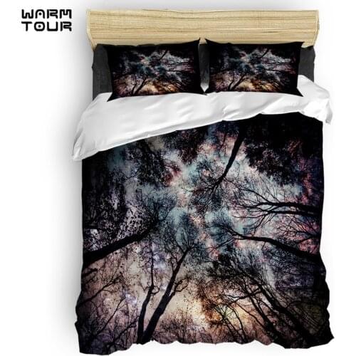 WARMTOUR Duvet Cover Starry Sky in the Forest Duvet Cover Set 4 Piece Bedding Set For Beds DHL Shipping Method