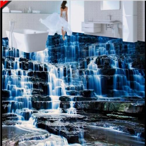 Wellyu Custom large - scale murals high - definition landscape waterfalls 3D floor tiles three - dimensional painting