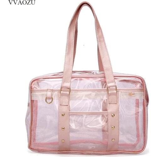 Japanese Preppy Style Girl PVC Transparent JK Uniform Handbag Anime Student Shopping Tote Bag Ladies Designer Cute Beach Bags