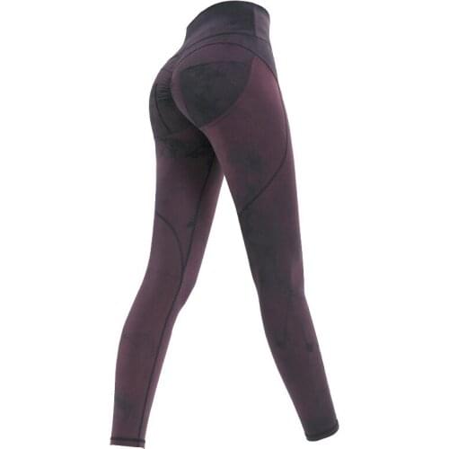 Womens High Waist LeggingsTights Curve Tie-Dye Nylon Push Hip Fitness Pants Quick-Drying Leggings Sexy Peach Hip Yoga Pants