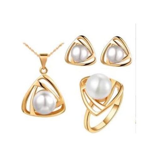 Word Love women Fashion Jewelry three pieces WHITE Shell Pearl Pendant Necklace Earrings Ring Setnoble ladys