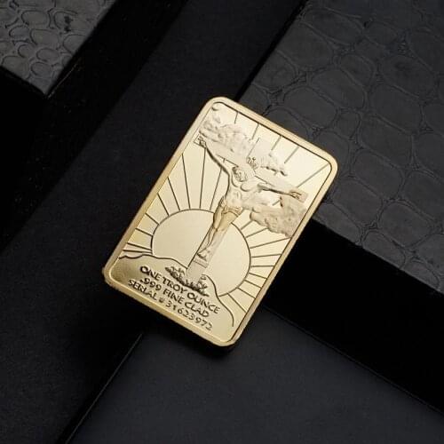 Jesus Gold Bar Coin Square Jesus Dinner Collection Art gold plated Bars Coins