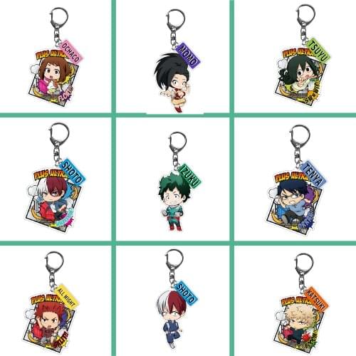 1Pcs Cartoon Anime My Hero Academia Keychain Cute Acrylic Midoriya Izuku All Might Pendant Keyrings Birthday Gifts Accessories