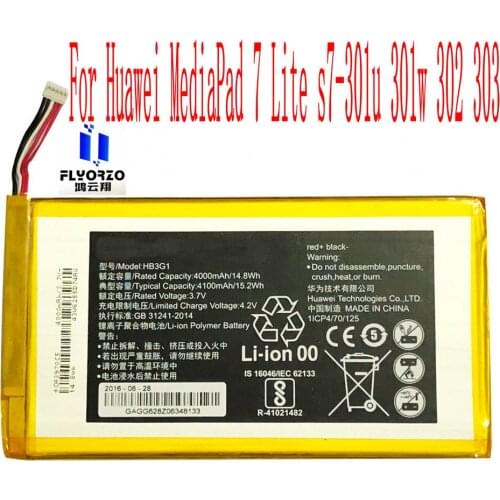100% Brand New High Quality 4100mAh HB3G1 Battery For Huawei MediaPad 7 Lite s7-301u 301w 302 303 Tablet