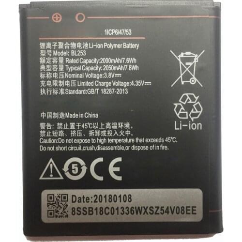 2000mAh Replacement BL253 Mobile phone Battery For Lenovo A2010 A1000 A1000m A 1000 2010 BL 253 Rechargeable Battery