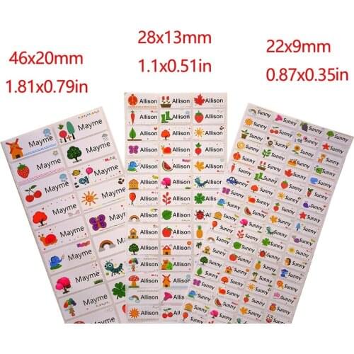 3Size Children Name Stickers Cute Cartoon Pattern Custom Waterproof Tag Labels For Children Personal Scrapbook School Stationery