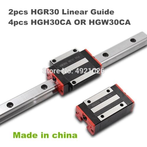 30MM 2pcs linear rail HGR30 1100 1200 1500mm cnc parts and 4pcs HGH30CA or HGW30CC linear guide rails block HGW30CC hgh30